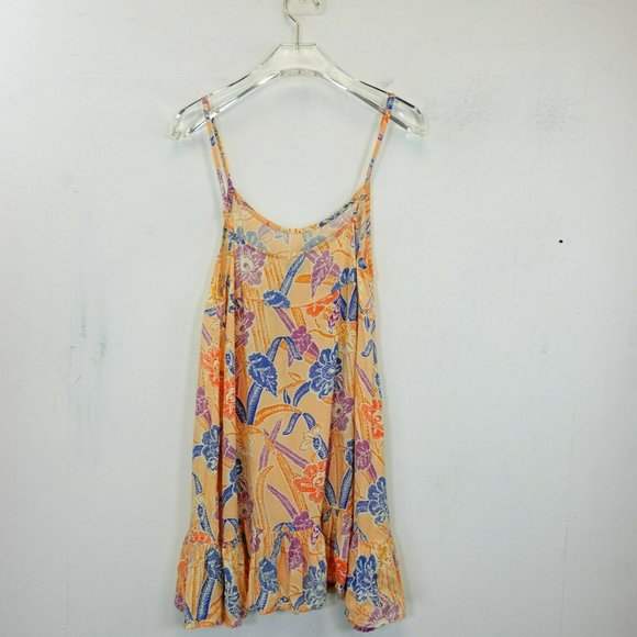 Urban Outfitters Dress Medium Orange Tank Mini‎ Floral Blue Summer Boho Loose - Picture 8 of 10